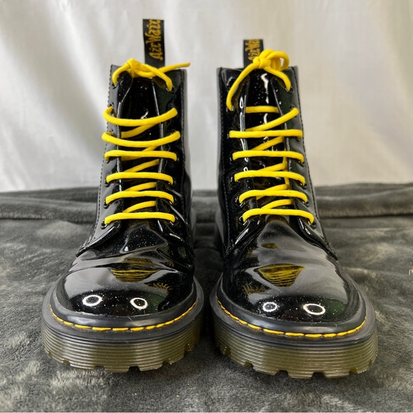 Dr. Martens Glitter Luana Women’s Black Combat Bootss Size 6 - Picture 2 of 12